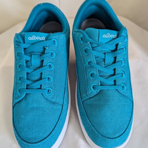 ALLBIRDS  WOMENS CANVAS PACERS SNEAKERS - SZ 8 - LACE UP THRIVE TEAL BLUE - Picture 3 of 10
